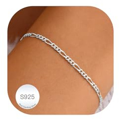 DORANA Armband Silber 925 Damen Figaro Kettenarmband für Frauen Fade-Proof Figaro Armbänder Geschenk für Sie,5mm dick