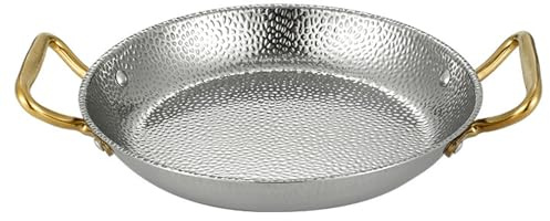 CHCWR Orejas Dobles Sukiyaki sartén española sartén de Hierro Servir sartén Acero Inoxidable espesas sartén de Plancha sartén para cocinar casero/plata/30 cm