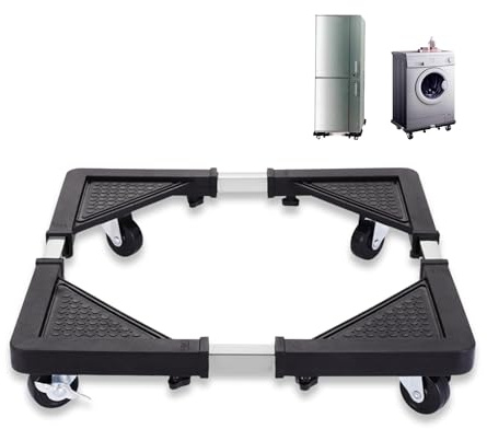 Base con Ruedas para Lavadora, Extensible 43 cm - 65 cm. Soporte para Mover Electrodomesticos y Muebles. Base Silenciosa para Secadora y Lavadora. Carga Máxima 138 Kg.