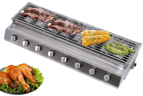 Griglia a gas da tavolo da 40'', griglia per barbecue a gas GPL commerciale, piastra per barbecue professionale, griglia a gas con 8 interruttori indipendenti, per campeggio all'aperto o picnic