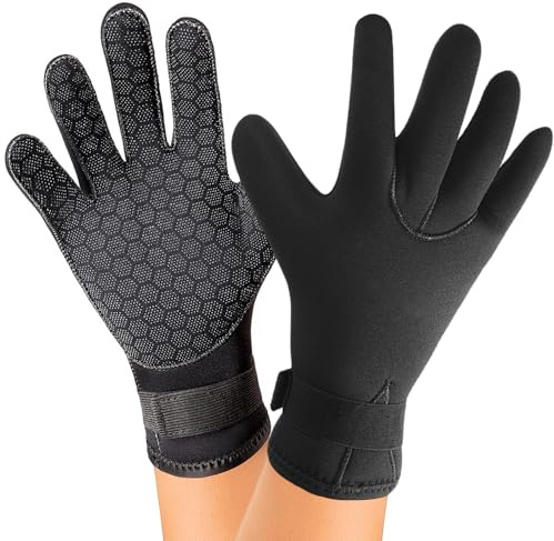 Oimaik Wetsuit Gloves 3mm Neoprene Diving Gloves, Antislip Thermal Scuba Diving Gloves for Men Women, Adjustable Wrist Strap Swimming Gloves for Boating Surfing Spear Snorkeling Water Sports (M)