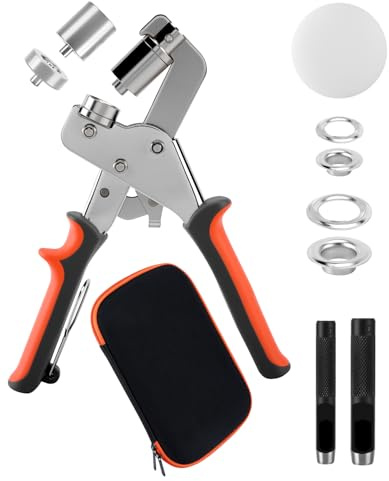 UCEC Grommet Tool Kit (3/8in & 1/4in), Heavy Duty Grommet Kit Includes 200 10mm and 200 6mm Grommets and Bag, Eyelet Pliers Kit for Fabric, Tarp, Banner, Canvas, Leather