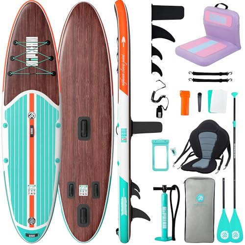 Niphean Paddle Gonflable Adulte avec Tous Les Accessoires, 320cm Planches de Stand Up Paddle Gonflables pour Tous Les Niveaux, Siège Paddle avec Support Dorsal