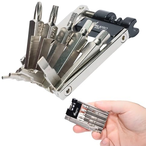 IMPALAPRO Multitool Vélo 11 en 1 avec Dérive-Chaîne Intégré et Clés Allen – Kit Outils VTT et Route - Kit Réparation Vélo Acier CR-V Ultraléger 147g Compact 75x45x12mm (argenté)