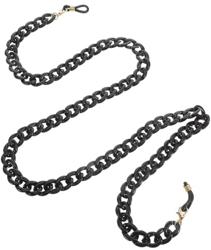 Operitacx Chaîne à Lunettes en Acrylique Noir Anti-dérapante, Cordon Multi-usages Résistant aux Chutes, Accessoire Chic pour Lunettes et Masques Quotidien
