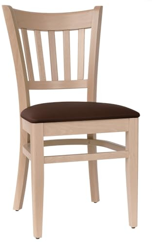 abritus Set 2 Stühle Esszimmerstuhl Küchenstuhl Holz Buche massiv Natur Sitzpolster Kunstleder braun Fertig montiert. Belastarkeit 150 kg *T002