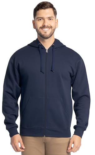Fruit of the Loom Men's Eversoft Fleece Sweatshirts & Hoodies, Full Zip-Navy, Large