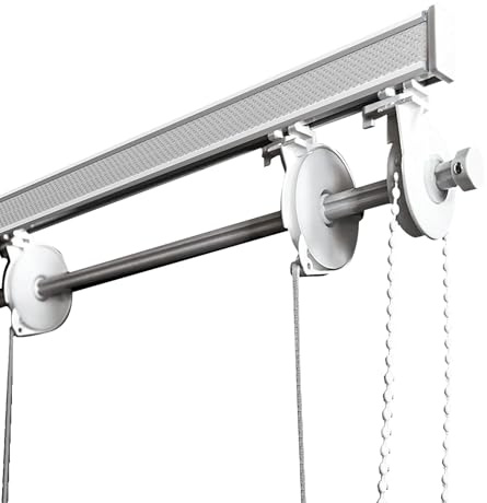 TENDEEVOLUTION Bastone Tenda a Pacchetto per Interni in Alluminio con 3 Calate e sgancio rapido. Bastone Tenda Soffitto o Parete, Steccate o in Tessuto (100 CM CATENELLA A DESTRA)