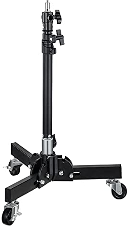 Soonpho Boden Rollstativ Kompakt 52-86cm, Faltbare Lichtstativ mit Rollen, Belastbarkeit 10kg, 24cm Mini Schwere Metall Lampenstativ für Lampe Monolights Softbox Hintergrundlicht Reflektor Fotografie