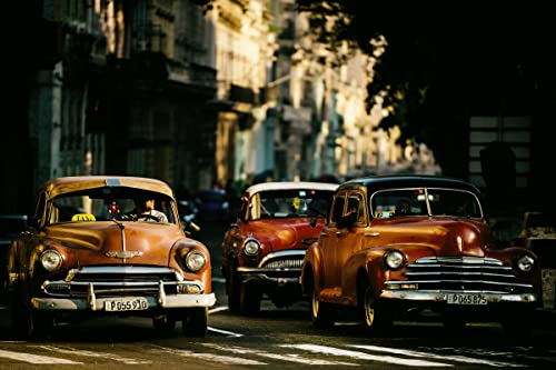 OLDTIMER Fototapete VLIES-450x280 cm (6712A)-Autos Kuba Havanna Cars Fotografie Art Fotokunst Wandtapete-Inkl. Kleister-Vliestapete Bild Dekoration Wand-Dekor Moderne Motiv-Tapete Panorama Poster XXL