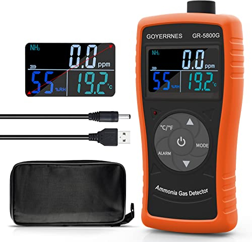 Détecteur de gaz Ammoniac GR-5800G 0~100 PPM NH3 Monitor,avec Indication de l'alarme pour l'industrie, la Maison, l'usine, la qualité du purificateur d'air, l'élevage, Les fermes de volaille