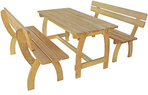 ZEYUAN Biertisch mit 2 Bänken, Bierzeltgarnitur, Camping Tisch Stuhl Set, Gartenmöbel Set, Imprägniertes Kiefernholz