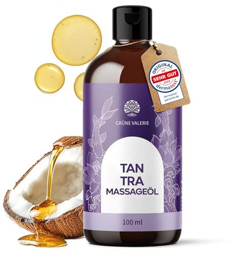 Grüne Valerie Massageöl mit fruchtigem Kokos 100 ml – Hochwertiges Öl für Muskelentspannung – Veganes Massageöl mit Vitamin E & C – Qualitätsöl aus Italien, dermatologisch getestet