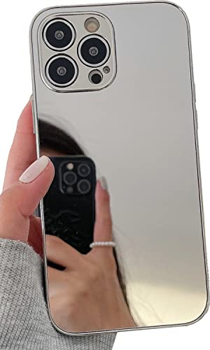 JANDM for iPhone 11 Pro Max Mirror Case,Glossy Hard Mirror Silver Plating Cute Women Girls Makeup Mirror Case Shockproof Camera Full Protection Cover
