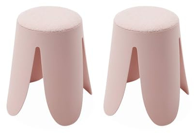 Alice's Home - Set de 2 tabourets empilables Roses. Bouclette texturée. Niki. Ø30 / 44 x H46cm
