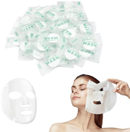 KHDULQ 100 Stücke Compress Gesichtsmaske, Papier Face Mask, Individuelles Paket Masken Beauty, DIY Komprimierte Tuchmasken Gesicht, Komprimierte Sheet Mask, für Gesichtspflege