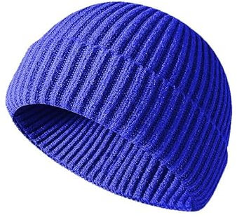 Irzaki Fisherman Beanie für Herren Strickmütze Trawler Beanie Kurze Manschette Uhrenkappe für Männer Frauen, Blau, Einheitsgr��e