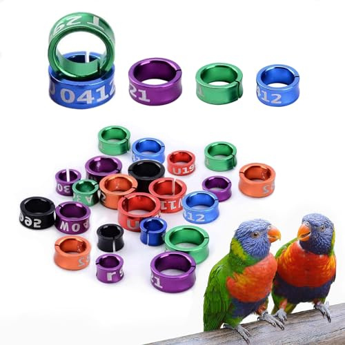 Lxooezu 80 Pcs Open Bird Foot Ring Bird Leg Band Aluminum Alloy Recognition Ring Birds Tags Mixed Color for Parrots,Hibiscus,Peonies,Pigeons,Quails,Rutin Chickens etc (ID:7MM)