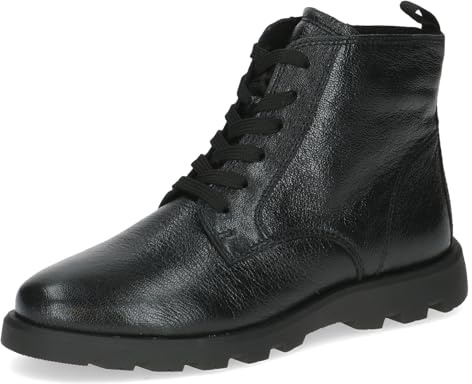 CAPRICE Stivaletti da donna con lacci in pelle comodi, Nero (Black Metallic), 38 EU