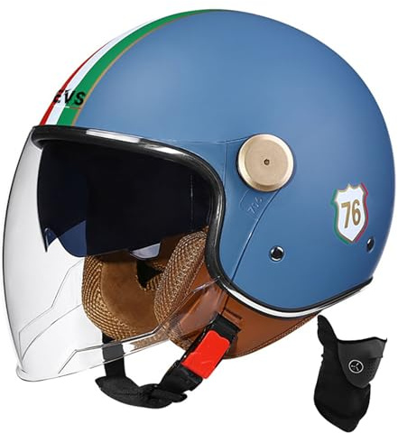 LYMFCFC Casque Ouvert Demi-Casque De Moto Approuvé Dot/ECE pour Enfants, Jeunes Hommes, Femmes, Casque De Moto avec Pare-Soleil, Style Rétro Vintage, Casque Jet Vespa 19,XL:60-61cm