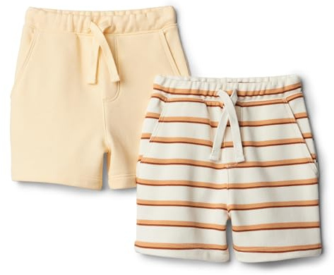 Amazon Essentials x Sofia Grainge Pantalones Cortos de Felpa Francesa de Punto sin Cordones Bebé-Niños, Pack de 2