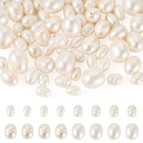 FASHEWELRY 75 perline di perle d'acqua dolce coltivate naturali da 4-9 mm, perline irregolari di riso per la creazione di gioielli fai da te estate spiaggia donna braccialetto orecchino decorazione