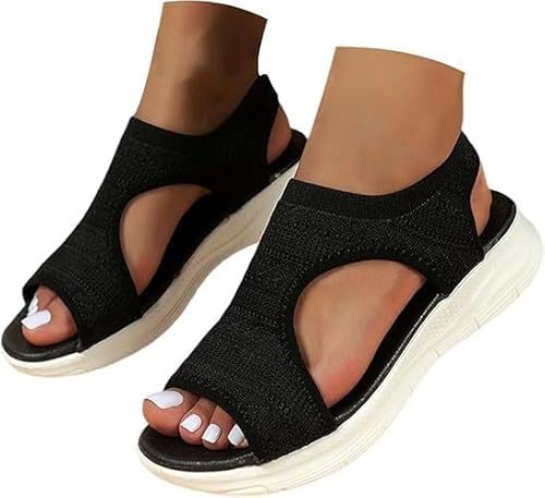 Yolimok Sandals for Women UK Orthopedic Shoes With Arch Support Low Wedge Slip On Hypersoft Memory Foam Lightweight Walking Summer Beach Washable Slingback Sandals Slippers