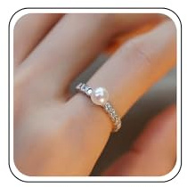 Yheakne Bague Perle Strass Vintage Bague Doigt Argent Cz Bague Perle Cristal Bagues De Mariage Bague Perle Blanche Étincelante Bijoux Pour Femmes