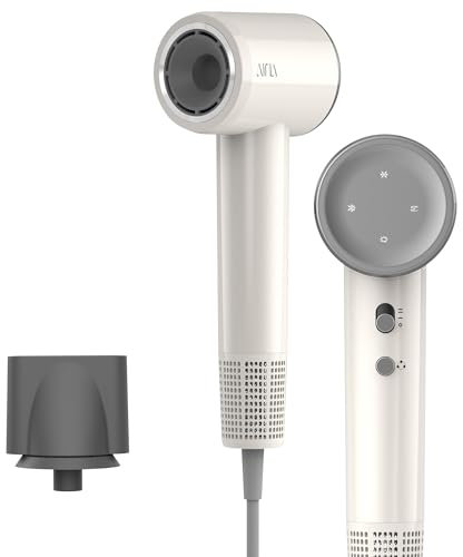 AINA Sèche-cheveux à grande vitesse,Seche cheveux moteur sans brosse, 150.000 tours par minute, léger, ionisant&voyage (1A blanc)