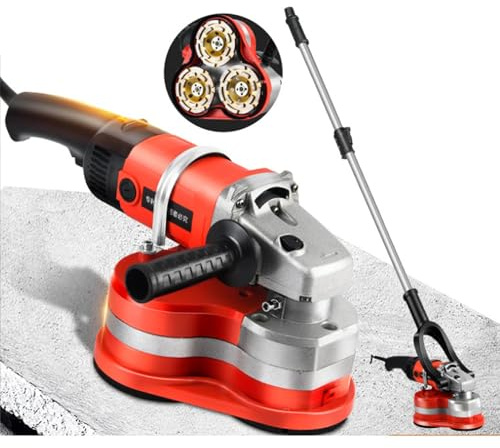 Lijadora De Piso De Pared Portátil 3000W Pulidora Pisos 3 Cabezales con Pértiga Extensible con 3 Discos Lijado Diferentes Levigatrice per Levigare E Lucidare Superfici In Cemento