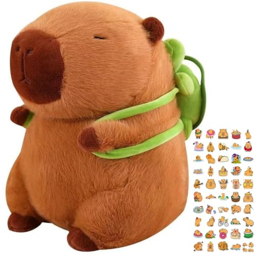 BULLPOWEX Peluche Capybara | Juguete Capibara 30-35cm, Animal de Peluche Suave y achuchable. Juguete para Bebes,niños/niñas y Adultos. Incluye Pegatina Capybara aleatoria.