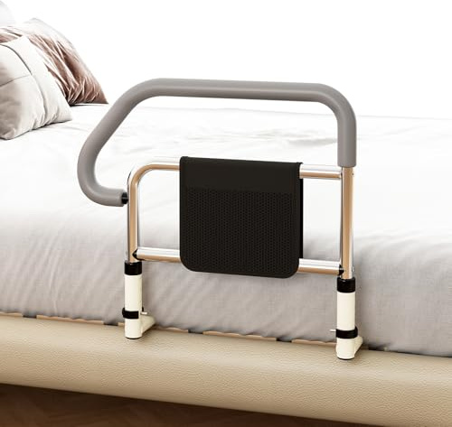 Bed Rails for Elderly Adults – Adjustable Height Safety Bed Guard with Handrail & Storage Bag for Seniors, Pregnant Women and Disabled, Gray