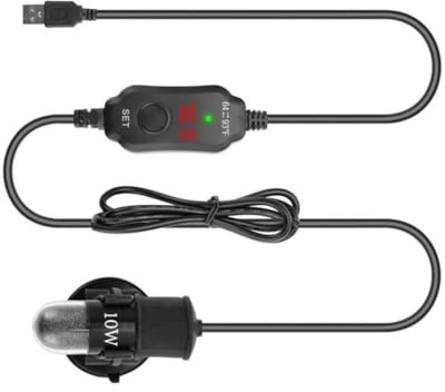 Mini Acuario Calefactor 10 W USB Acuario Calefacción Regulador de Temperatura Ajustable Material de Cuarzo Seguro a Prueba de Explosiones Diseño Compacto Adecuado para Acuarios Pequeños y Fuente de