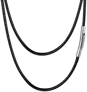 FaithHeart Cordino per Ciondolo Uomo/Donna Collana in Pelle Nero/Marrone Intrecciato Impermeabile 2/3 mm Chiusura in Acciaio Inossidabile 40/45/50/55/65/70/75 cm (16-30 Pollici)