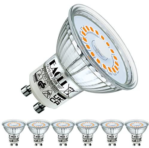 EACLL GU10 LED Warmweiss 4.8W Ersetzt 75W Halogen Leuchtmittel, 6er-Pack, 585 Lumen 2700 Kelvin Birnen, AC 230V Flimmerfrei Strahler, Abstrahlwinkel 120° Spot, Nicht Dimmbar Reflektorlampen