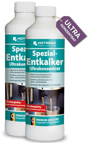HOTREGA Spezial-Entkalker Ultrakonzentrat 2x 500ml| Entfernt Kalk in Kaffeevollautomaten, Padmaschinen & Wasserkochern | Materialschonend