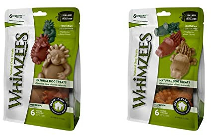 WHIMZEES Natürliche Getreidefreie Zahnpflegesnacks, Kaustangen für Hunde, Igel L, 6 Stück à 60 g & Natürliche Getreidefreie Zahnpflegesnacks, Kaustangen für Hunde, Krokodil L, 6 Stück, 60 g