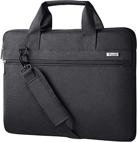 Voova Laptop Bag 15.6 Inch, Waterproof Computer Case Sleeve for MacBook Air 15 M2, MacBook Pro 15/16, 15-16” HP Dell Lenovo Laptop, Slim Briefcase Messenger Bag with Shoulder Strap, Men Women,Black