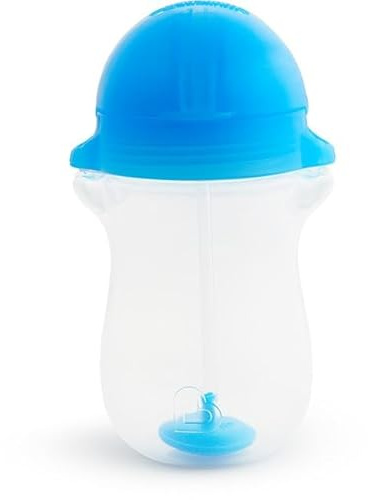 Munchkin Click Lock Tip & Sip Straw Trainer Cup| Baby & Toddler Sippy Cups with Straw| BPA Free Non Spill Cup| Weaning Baby Straw Cup| Weighted Straw Childrens Cups|10oz/296 ml| Blue
