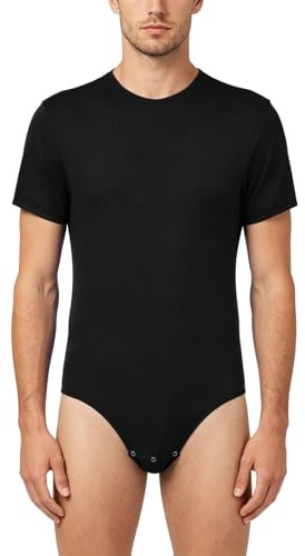 iiniim Body T-shirt Maillot De Corps Homme Justaucorps Gymnastique Danse Competition Combinaison Sport Bodysuit Leotard Dancewear M-XXL Noir 3XL