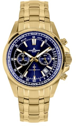 JACQUES LEMANS Herrenuhr Chronograph Ziffernblatt mit Sonnenschliff 1-2117O