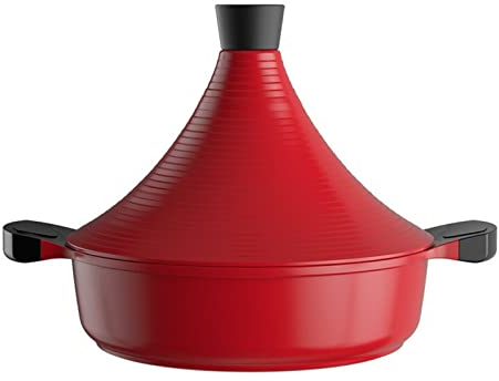 BAMFY Antihaft Tajine Topf Zum Kochen Tagine Marokko Ofen Induktion Sicher Mit 2 Anti-Salz Handhaben Und Kegelförmiger Deckel