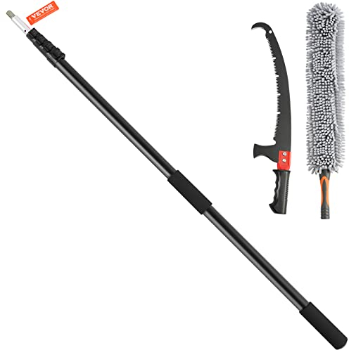 VEVOR Sierra de Poda Telescópica Sierra de Pértiga Extensible Manual 1,5-6,1 m con Hoja de Acero Afilada Mango de Aleación de Aluminio, Cepillo de Chenilla para Podar, Recortar, Palmeras, Ramas Altas