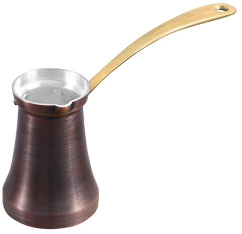 ZHSHOP Caffettiera turca di alta qualità realizzata a mano, in rame, multifunzione, greca e araba, per piano cottura Briki, Chai Warmer, Turchia, design di alto livello, realizzata in rame (patina,
