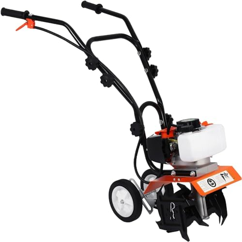 CITZOOSARL 52CC Motoculteur Thermique Essence, Léger 2 Temps Cultivateur Motoculteur, Petite Taille Motobineuse Essence avec Moteur Puissant, Cultivateur à Roue, Facile à démarrer et à Utiliser