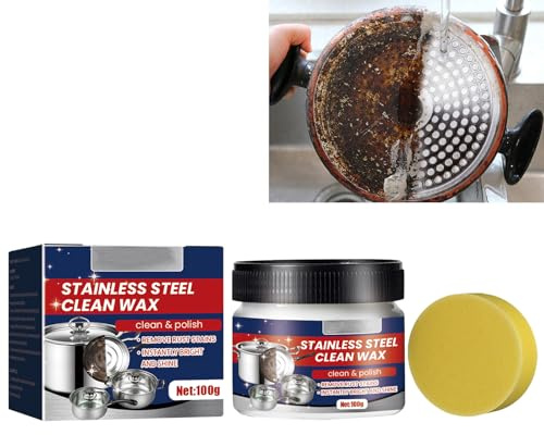 Stainless Steel Cleaning Paste,Stainless Steel Cleaning Wax,Stainless Steel Cleaner and Polish,Stainless Steel Cleaning Paste,Powerful Cookware Derusting Cleaning Paste,Cookware Cleanser for Home