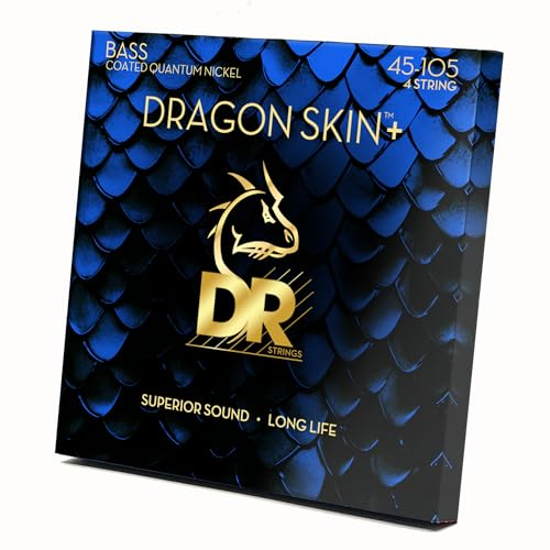 DR DBQ-45 - DRAGON SKIN+™, Coated Quantum Nickel Bass Saiten, Überlegener Klang mit angenehmer Haptik & langer Lebensdauer: Light 45-105