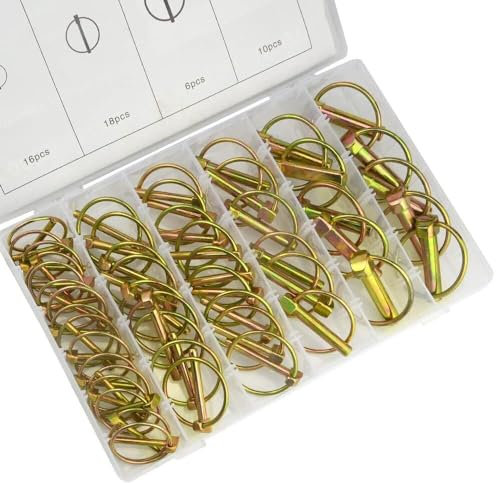 Assortimento di 50 Spine, Spinotti e Fermi per Riparazioni, Coppiglie a Scatto, Perni Coppiglie Anelli a Scatto