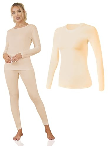 Channo Interior Térmica Mujeres Ropa Térmica Frío Begie L