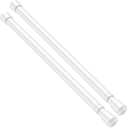 Bastone per tenda da doccia, 40-70 cm, confezione da 2 aste estensibili per tende a tensione, asta telescopica bianca, senza fori, per finestre, armadio